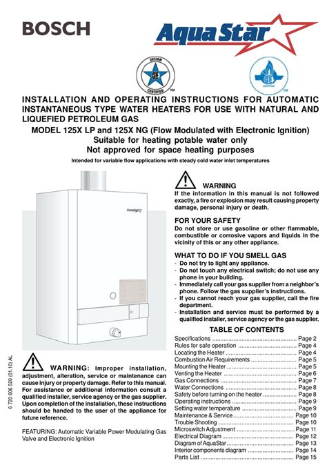 Bosch Appliances 125X LP Manual pdf manual